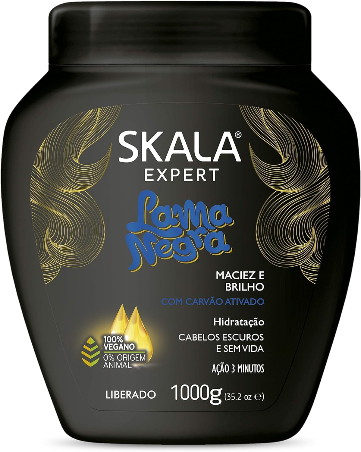 Creme de Tratamento Lama Negra 1 kg | Îngrijire intensivă pentru toate tipurile de păr | Hidratant, multicolor, pachet de 1 kg Masca de par Naty Shop Titlu implicit