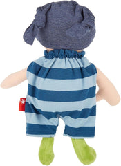 SIGIKID 39651 Puppe Brenda Bilipup, Stoffpuppe mit Kleidchen zum An- und Ausziehen, Kuschelpuppe, Einschlafhilfe, spielen, schmusen, für Babys & Kinder ab 6 Monaten, Blau 24 cm