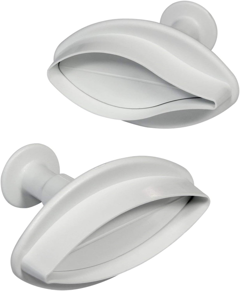 LY1002 Cutter pentru embosare cu motiv de crin cu nervuri, format mare, plastic, alb, 3 x 3 x 4 cm