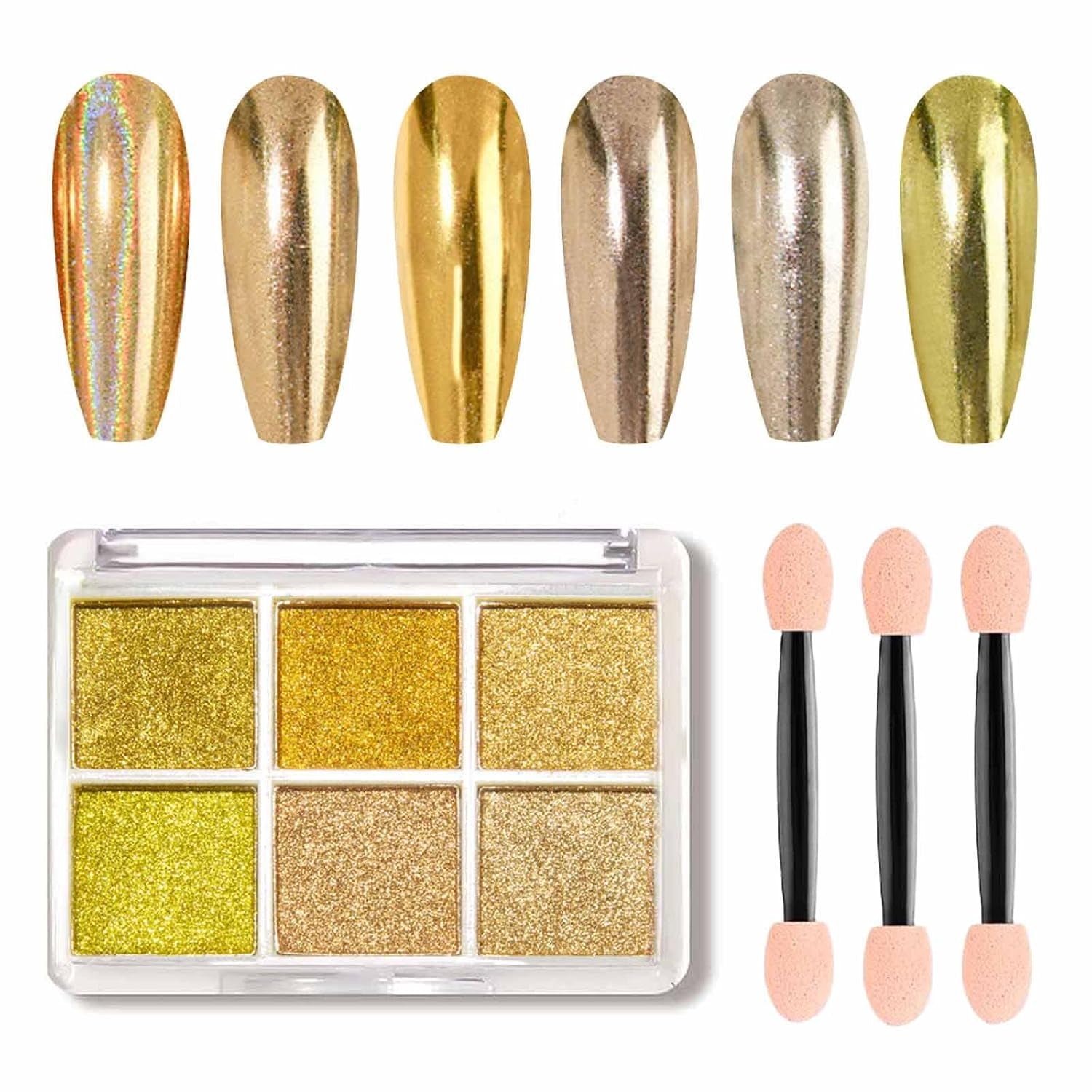 GZMAYUEN Chrom Pulver Für Nägel 6 Farbe Mirror Chrome Nail Powder Pigment Powder Nail Art