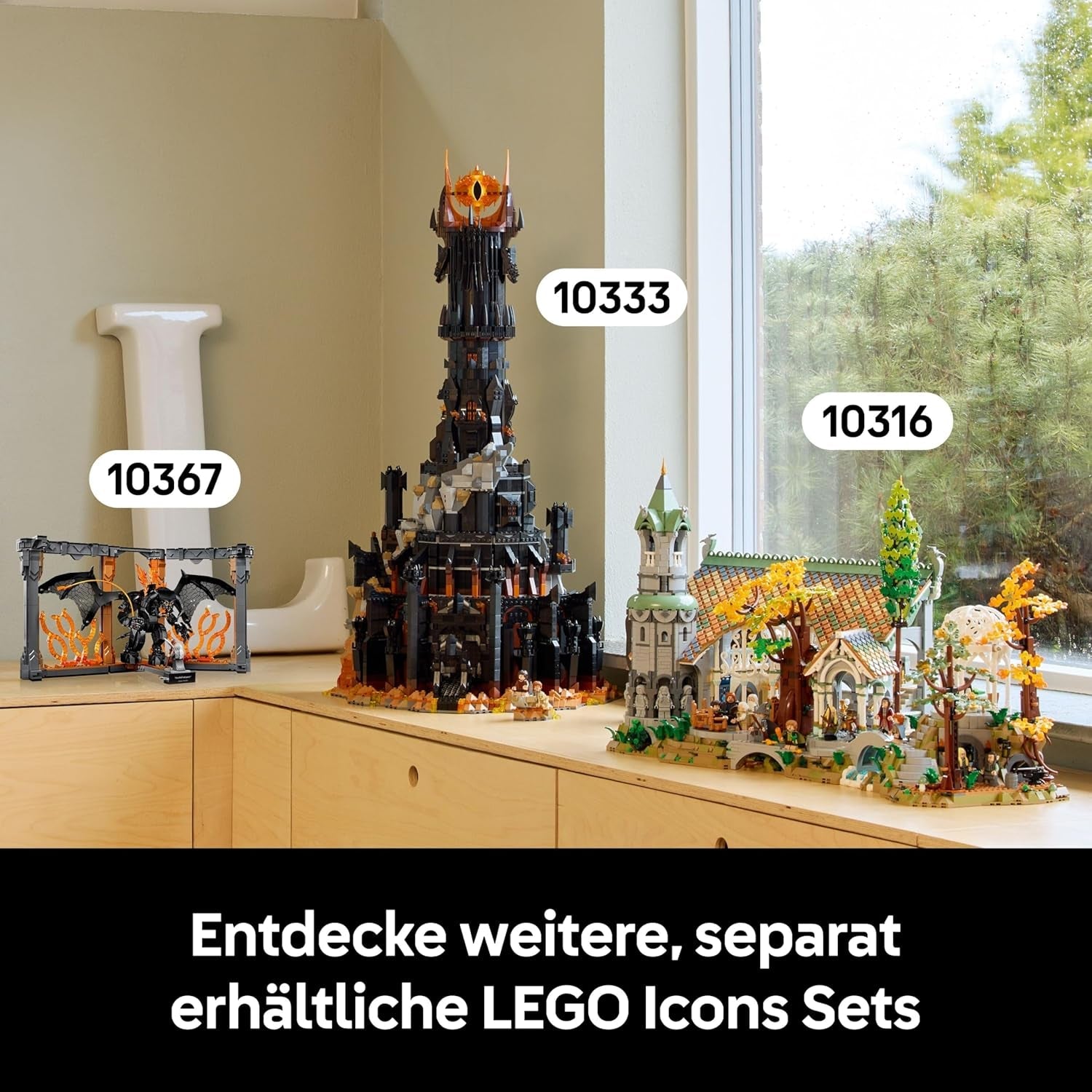 LEGO Icons Der Herr der Ringe: Balrog Bücherstütze - DIY Bücherregal Deko mit Gandalf dem Grauen Minifigur & Drachenfigur - Sammlerstück & Geschenk für Fans - 10367