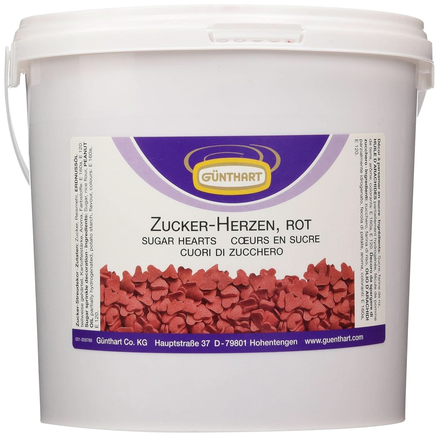Günthart decorare cu zahăr, inimi de culoare roșie, 1,5 Kg Sprinkles Naty Shop