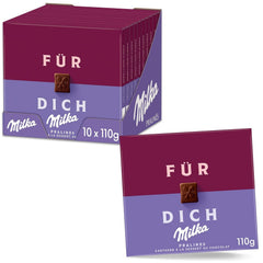 Praline Milka For You – Ciocolată cu lapte alpină cu umplutură fină de cremă de cacao – 10 x 110g