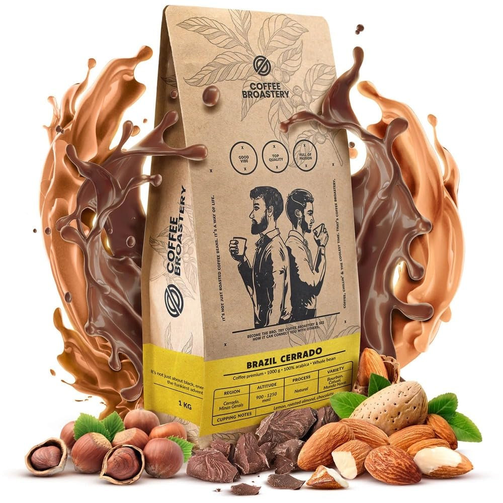 Set boabe de cafea 2x1kg 2000g | Brazilia Mogiana | Brazilia Cerrado | Brazilia | Cafea specială | Proaspăt prăjită