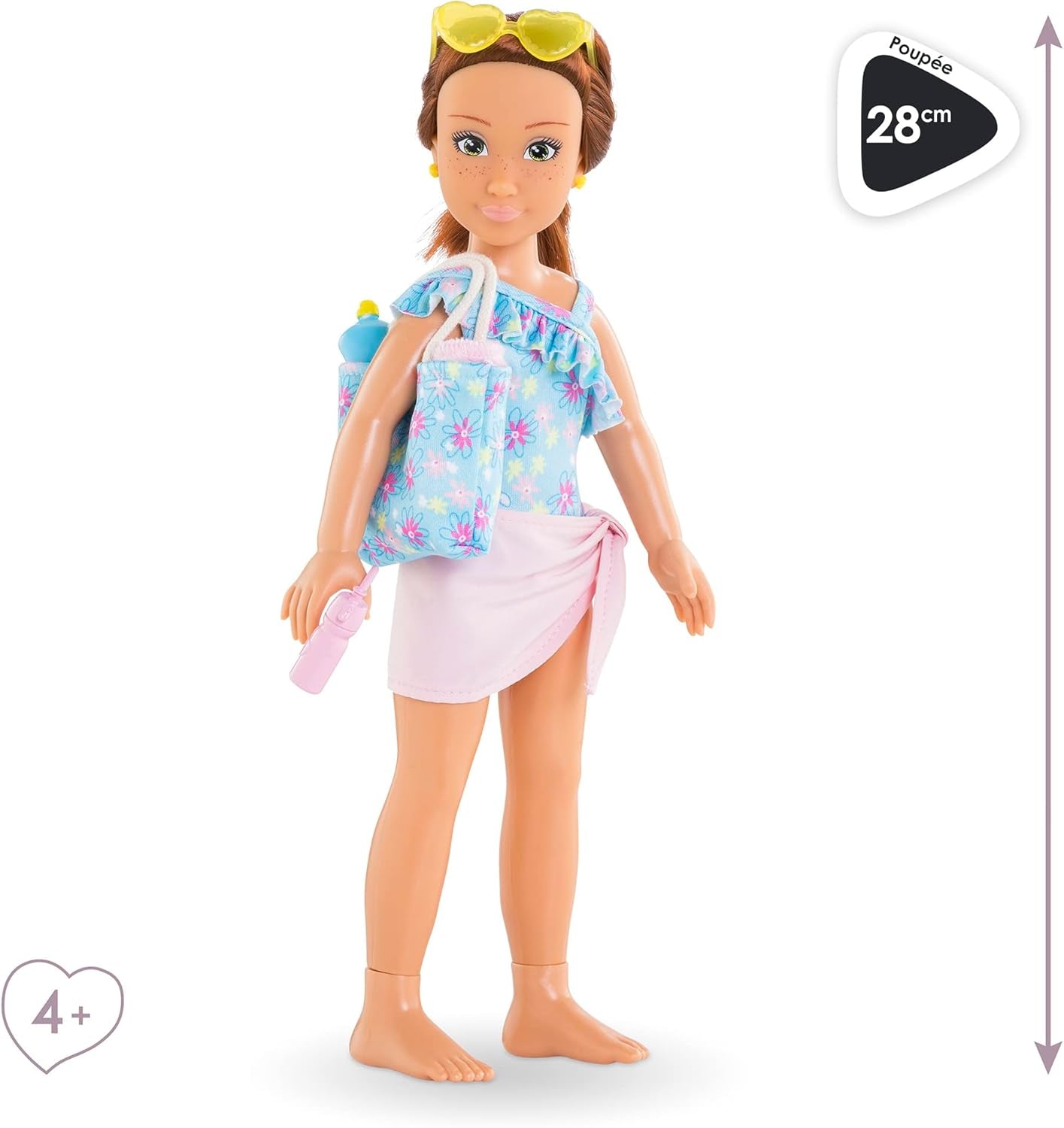 Corolle Girls Zoe Beach Set, Ankleidepuppe im süßen Beach Outfit und 5 Teile, Vanilleduft, 28cm, ab 4 Jahre
