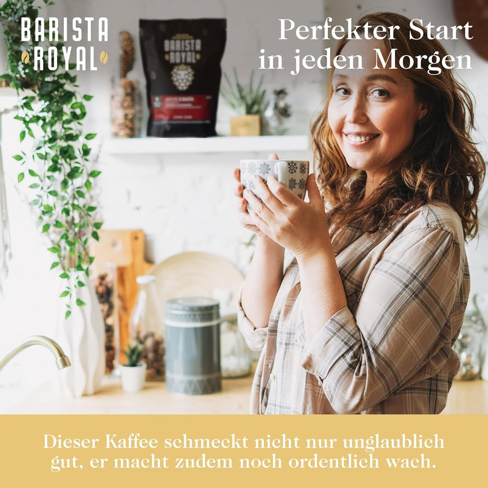 Set de mostre boabe de espresso 4 x 350g boabe de espresso | Pachet Discovery/Pachet de mostre | Robusta și Arabica | Ideal pentru aparate complet automate și portafiltru | BARISTA ROYAL