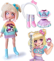 4SF -  Manga Fashion Unicorns, Japanische Fashion Puppe, Figur von 19,5 cm mit 15 Gelenkpunkten, Inklusive Ra-Ra-Rock, Beinstulpen und Haarband mit Ohren, Famosa (HKTF2000)