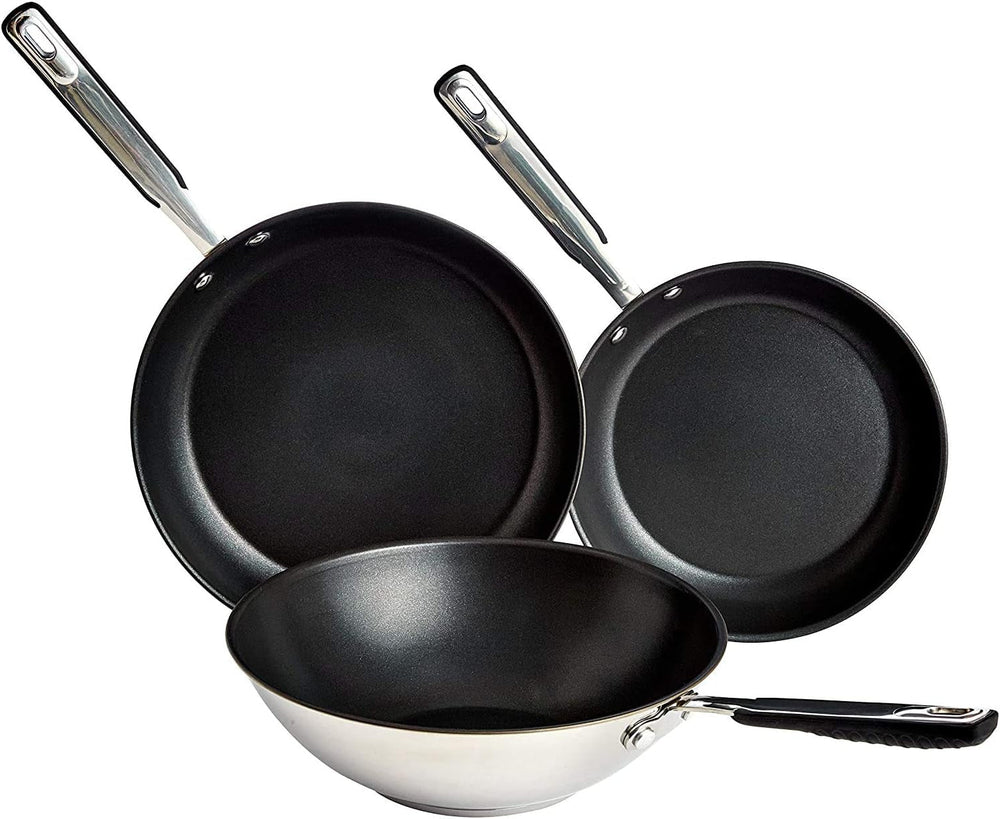 Tigaie din oțel inoxidabil cu acoperire neaderentă - potrivită pentru inducție, cu mâner confortabil - 28 Cm Oale si Tigai Naty Shop 24/28/28 Cm Set de tigăi