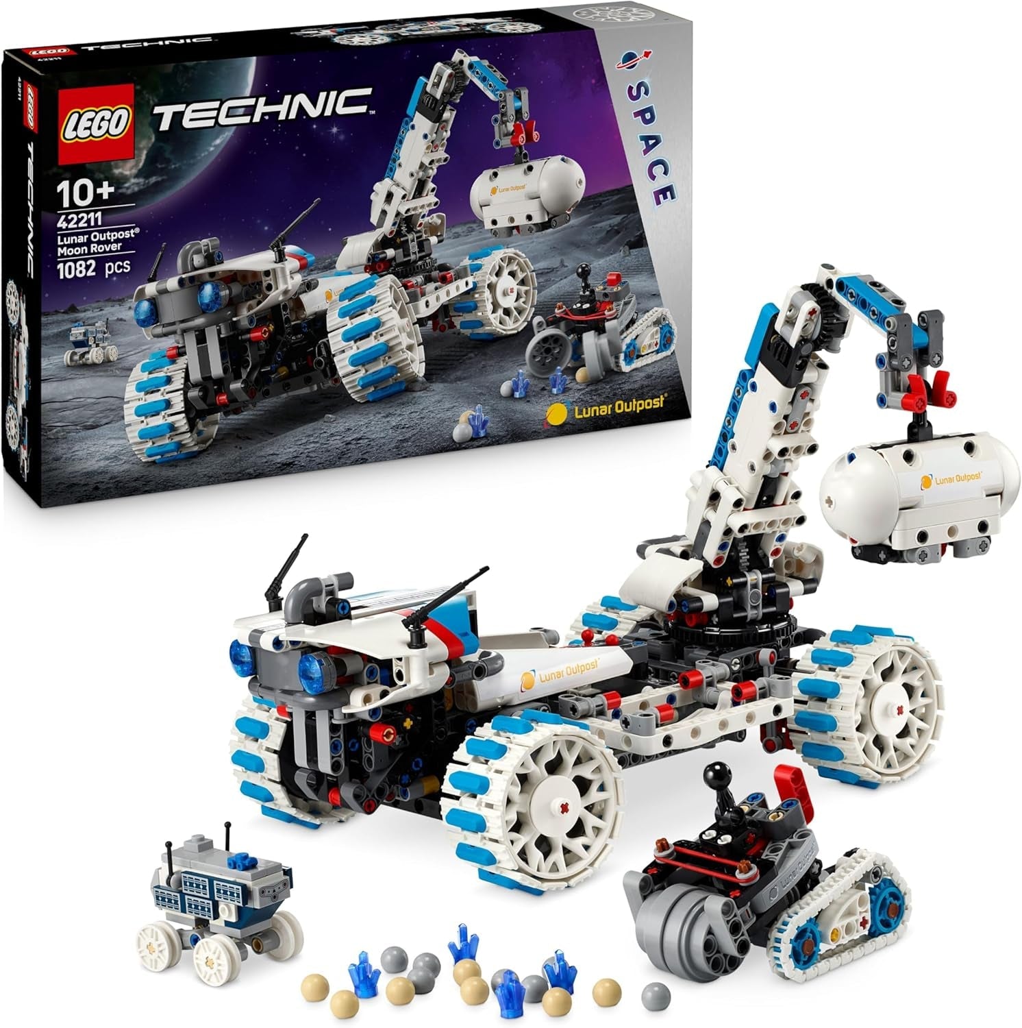 LEGO Technic Lunar Outpost Mondrover-Raumfahrzeug - Interaktives Spielzeug - Kran und Sonnenkollektoren - Robotermodell zum Bauen und Spielen - Geschenk für Jungen und Mädchen ab 10 Jahren 42211