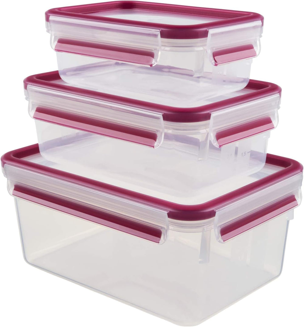 Emsa 515585 Food Clip & Close | Set 3 piese | plastic | transparent / verde | 0.55 / 1 / 2.2 litri Cutii depozitare alimente Naty Shop Zmeură 0,55 L+1,00 L+ 2,20 L