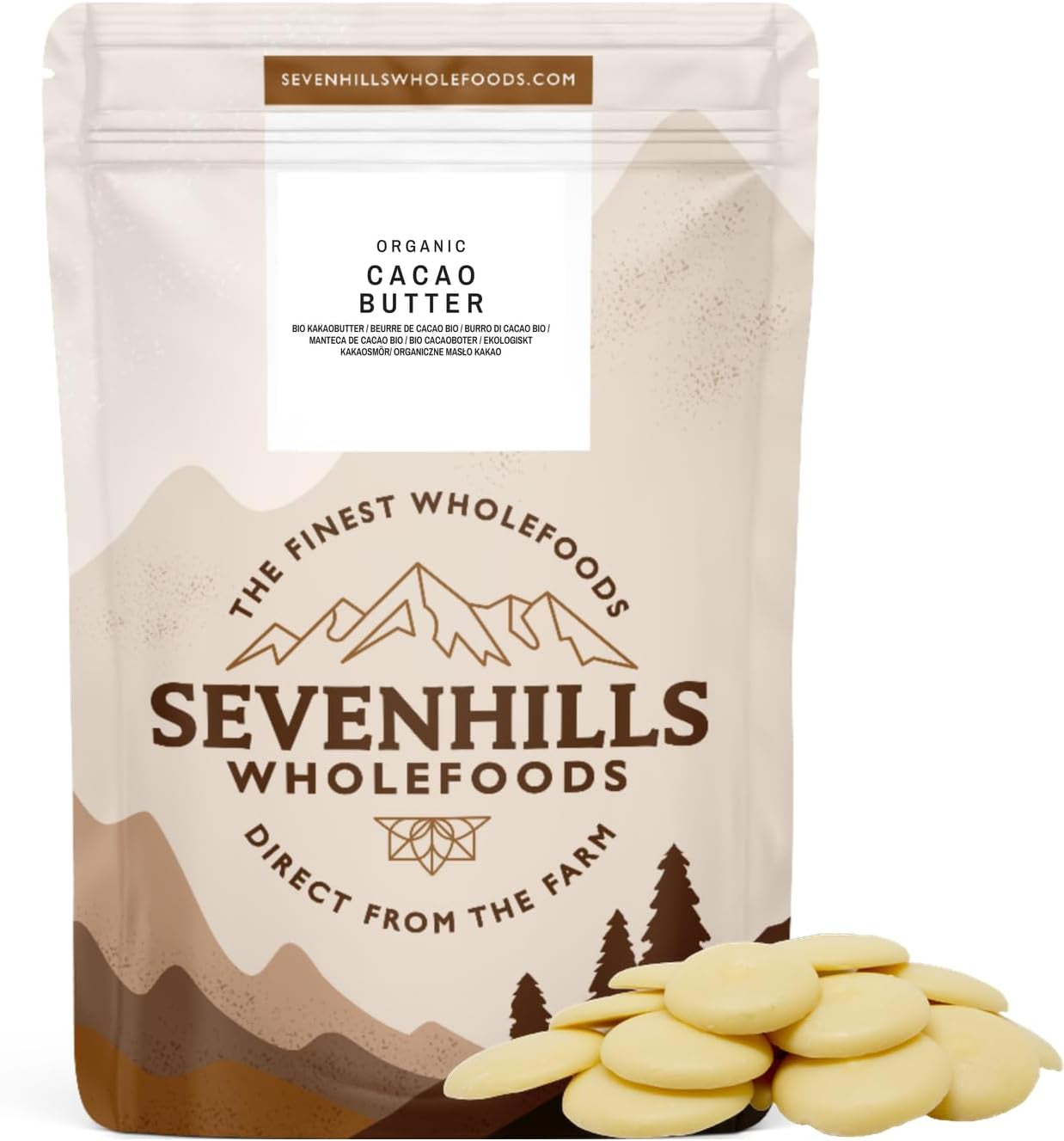 Sevenhills Wholefoods Kakaobutter Bio 200g, Rein und Natürlich, Premium Qualität