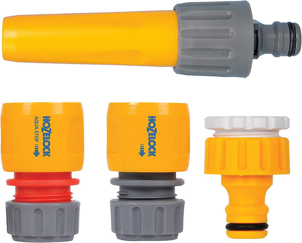 HOZELOCK - Set duze de pulverizare clasice Ø 12,5 - 15 mm (1/2"- 5/8"): Set de început cu toate conexiunile necesare, 1 duză de pulverizare, ideală pentru toate sarcinile de irigare, 1 conexiune Aquastop [2352P0000]