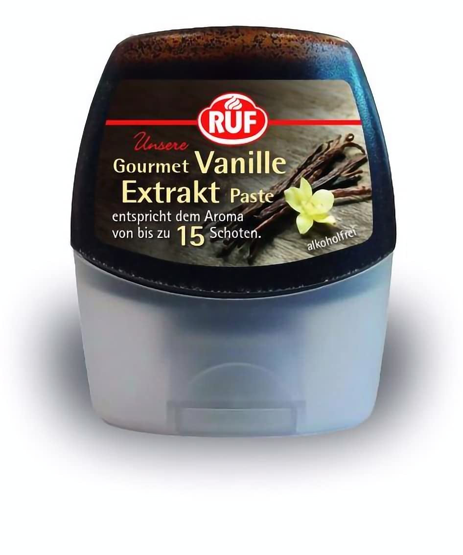 RUF Bio Bourbon Vanille-Mühle, Gewürz-Mühle aus aroma-sicherem Glas, Vegan, Verstellbares Mühlwerk, Vanilleschoten zum Backen und Kochen, 1 x 7,5 g