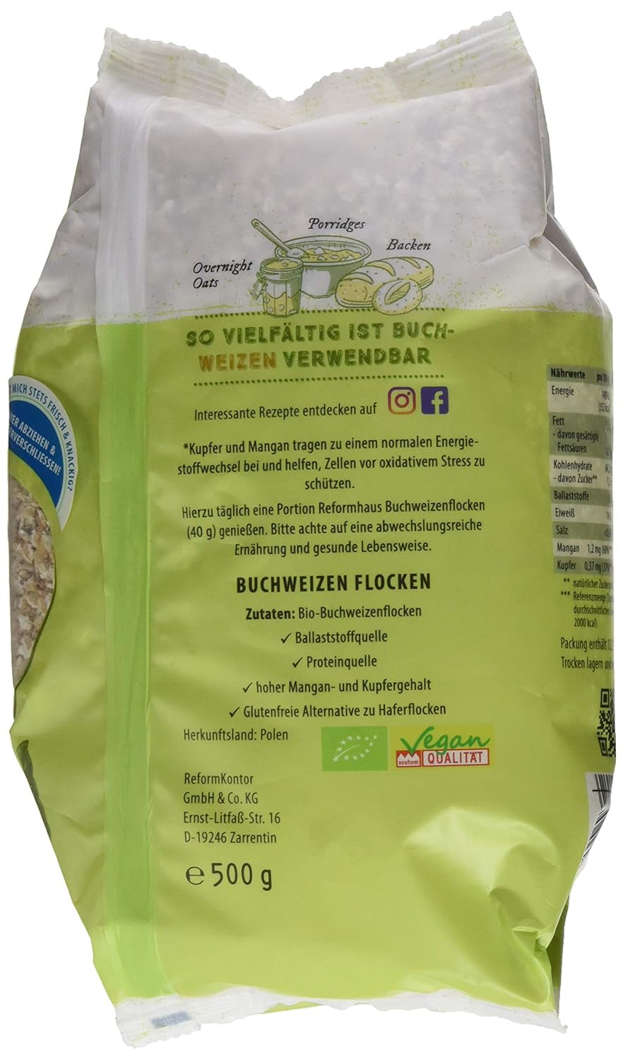 Fulgi de hrișcă organici, 500g