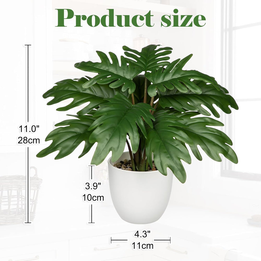 Hollyone Kunstpflanze Klein, 28 Cm Philodendron Pflanze Künstlich Mit Topf, Kunstpflanzen Wie Echt, Gefälschte Pflanze Für Badezimmer Deko Wohnzimmer Schlafzimmer Tischdeko