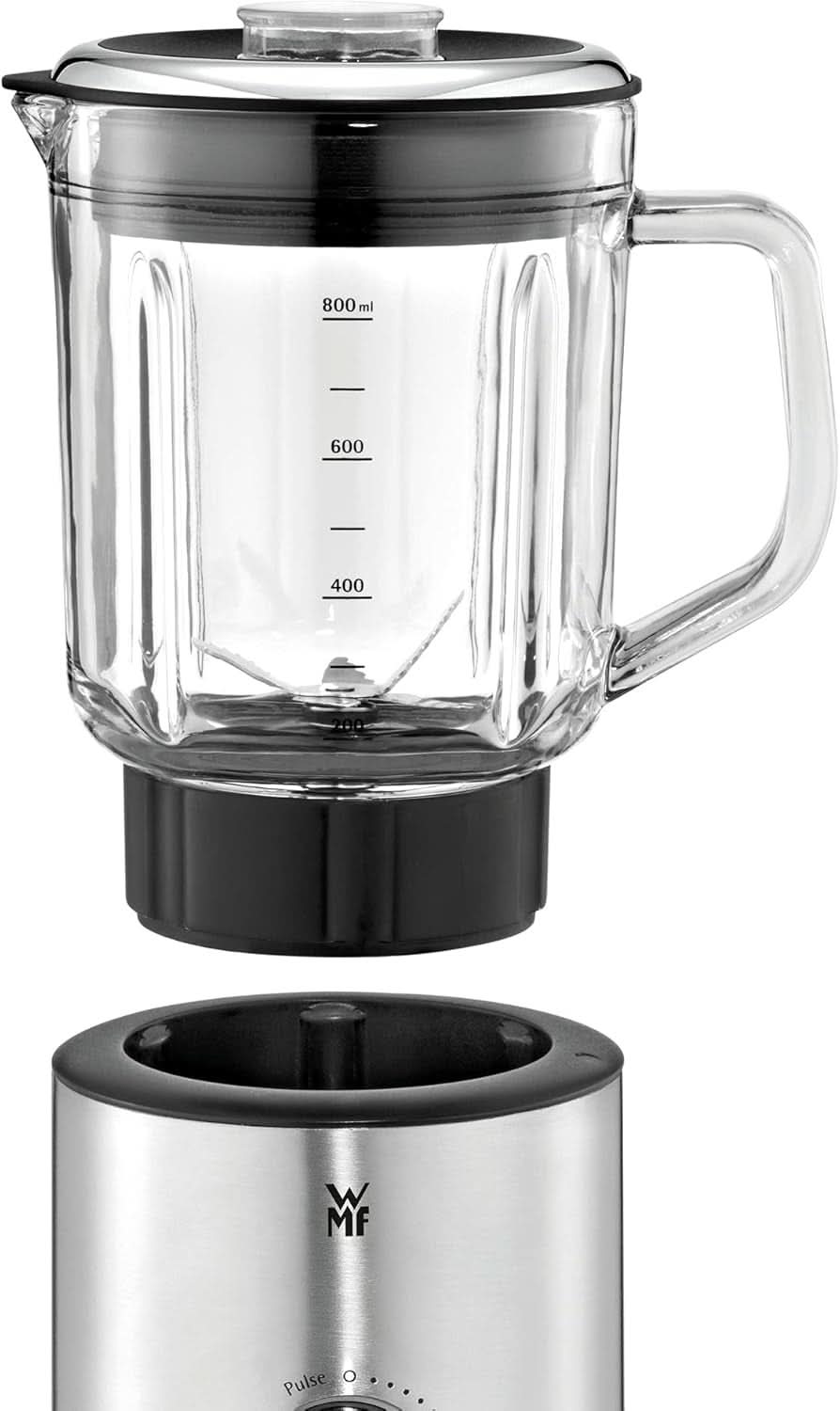 WMF Küchenminis Kompaktmixer, Mini Standmixer, 400 Watt, Standmixer Klein, Glasbehälter 0,8 L, Pulsstufe, Cromargan Matt Bucatarie Naty Shop