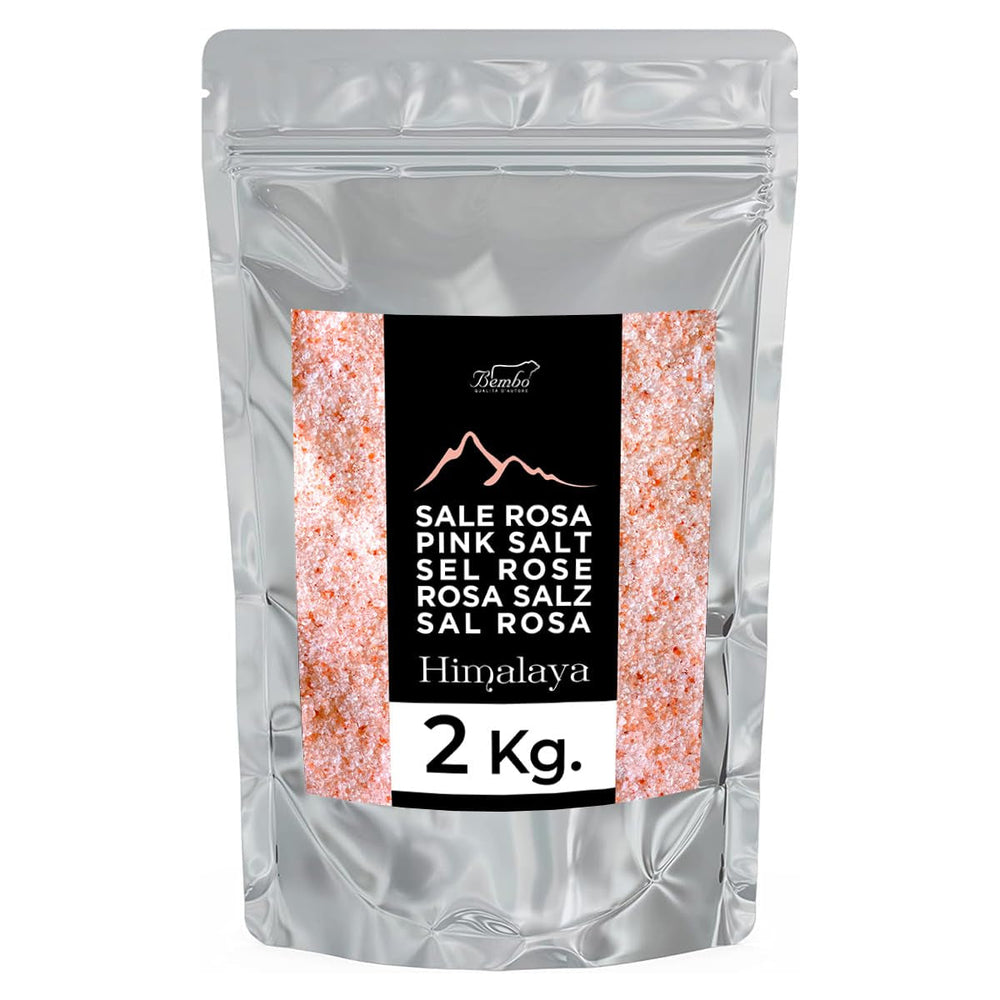 Bembo – gemahlenes rosa Himalaya-Salz (Salt Range, Pakistan) – 2 kg – Natriumarm, reich an Spurenelementen, ohne Konservierungsstoffe, Farbstoffe oder Rieselhilfen – Fein