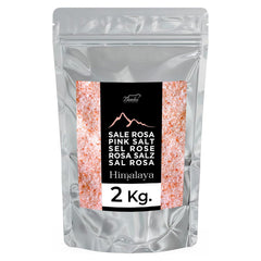 Bembo – gemahlenes rosa Himalaya-Salz (Salt Range, Pakistan) – 2 kg – Natriumarm, reich an Spurenelementen, ohne Konservierungsstoffe, Farbstoffe oder Rieselhilfen – Fein