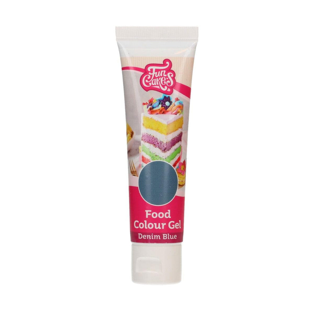 Colorant alimentar Funcakes Gel Denim Blue: Colorant alimentar foarte concentrat pentru aluat, cremă, fondant, marțipan, produse de patiserie, dozare ușoară, picături individuale pentru a crea culori vibrante, Halal, 30 g