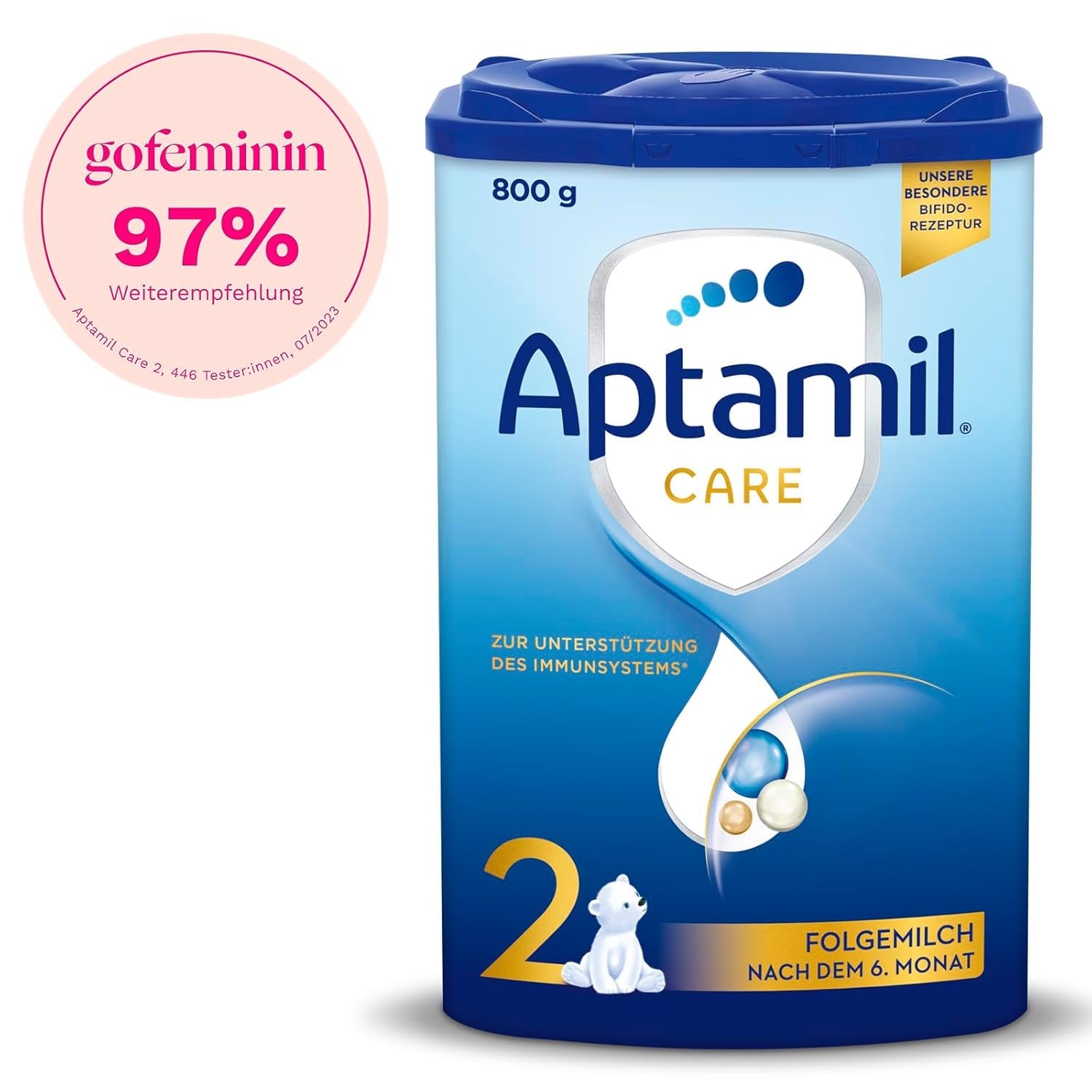 Aptamil Care 2 – Lapte de continuare după 6 luni, cu Omega 3 și 6, DHA și ARA, fără ulei de palmier, hrană pentru bebeluși, lapte praf, 1 x 800 g (pachet de 6)
