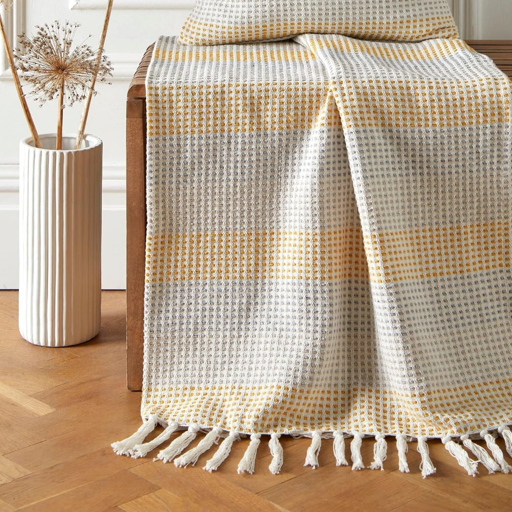 Cuvertură de pat Loft Reva, 100% bumbac reciclat, 130 X 180 cm, Paprika Paturi si Cuverturi Appletree Ocru 130Cm X 180Cm