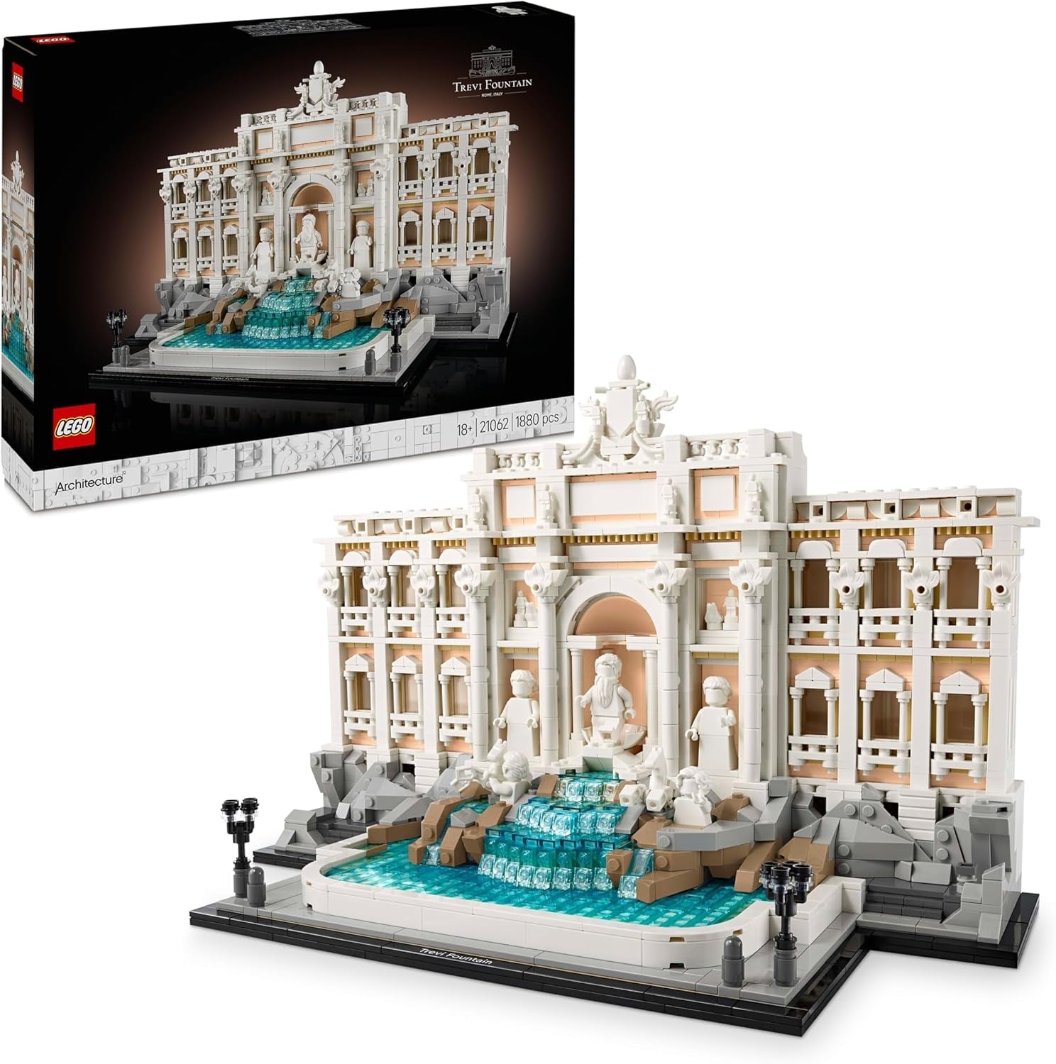 LEGO Architecture Trevi-Brunnen - Modell eines Wahrzeichens von Rom mit Minifiguren Skulpturen - Sammlerstück für das Büro und Wohnzimmer - Geschenk für Erwachsene und Architekturliebhaber 21062