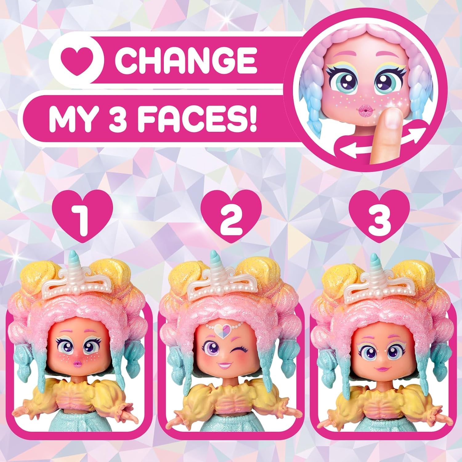 Prinzessinnen-Serie, Unicorn Magic – Sammelpuppe aus der Princess-Serie. Enthält Puppe, Set aus Kleidung und Schuhen mit Prinzessinnen-Thema, Zubehör und Haustier. 1 Puppe, 3 Verschiedene