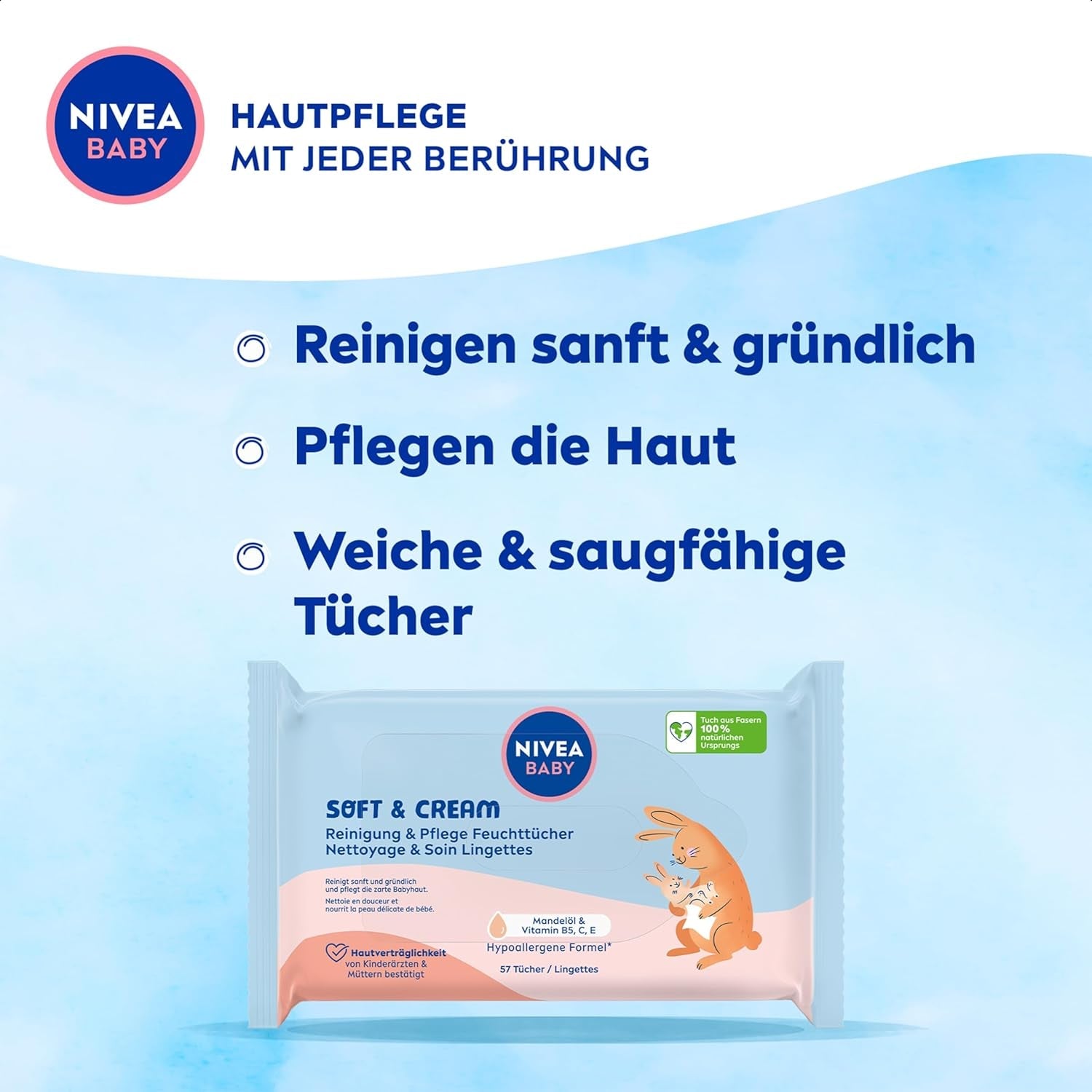 Șervețele umede NIVEA Baby Aqua 4x57 bucăți