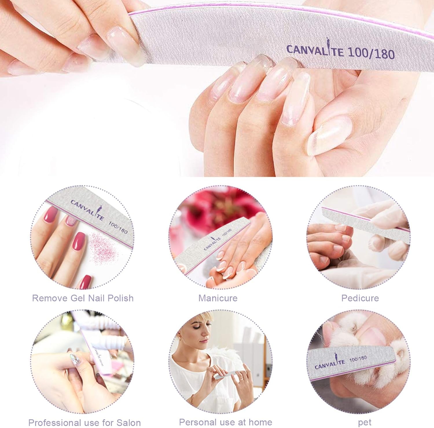 10 Stück Professionelle Nagelfeilen Doppelseitig (100/180 Körnung) Nagelwerkzeug, Haustierpflege Für Zuhause Und Salon Verwendbar