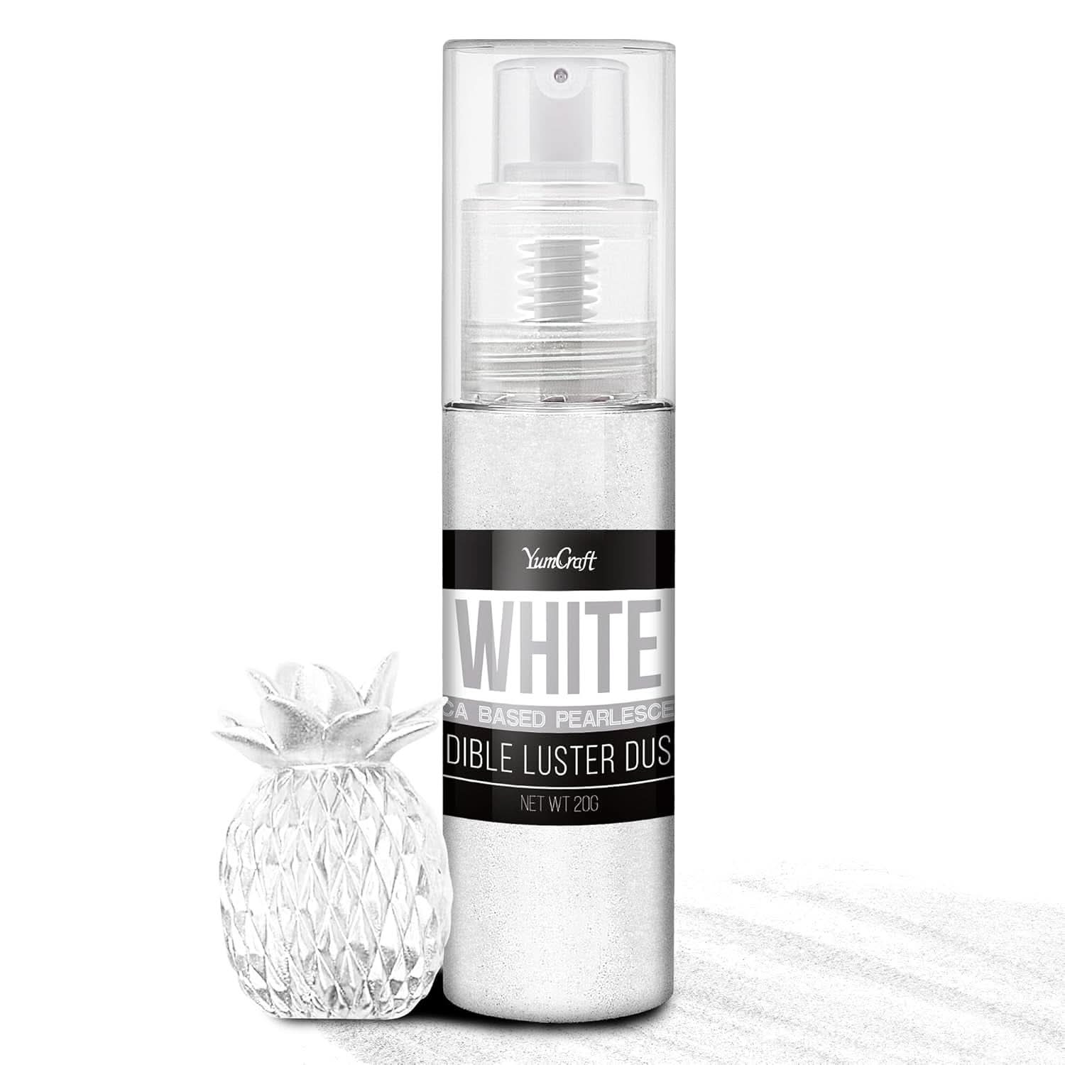 Spray glitter comestibil, 20 grame Naty Shop Alb