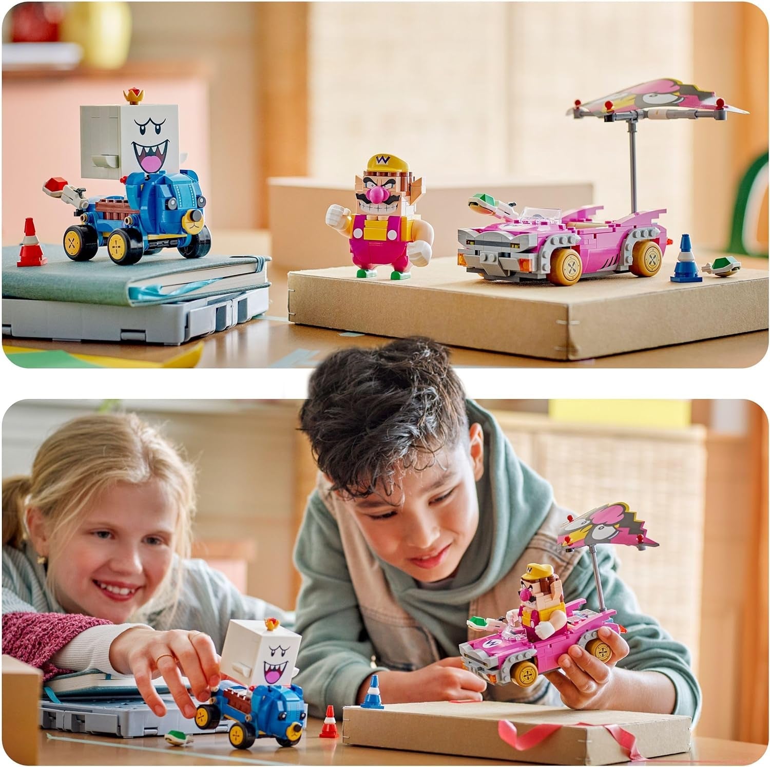 LEGO Super Mario: Mario Kart - Wario & König Buu Huu - Interaktives Spielzeug mit 2 Autos und 2 Figuren zum Spielen und Ausstellen - Gaming Geschenk für Jungen und Mädchen ab 8 Jahren - 72038