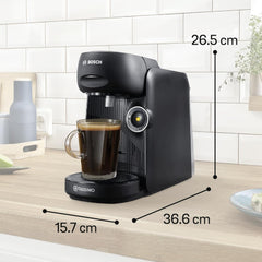 Espressor cu capsule Bosch Tassimo finesse TAS162E, 70 de băuturi, cafea mai intensă prin simpla apăsare a unui buton, oprire automată, sustenabil, dozare perfectă, 1400 W, negru/negru