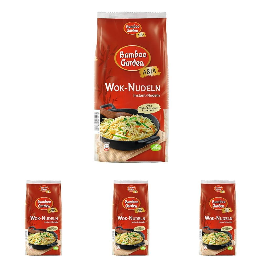 Bamboo Garden - Tăiței Wok | Tăiței instant cu ou | Se amestecă, nu necesită pre-gătire | Pentru preparate asiatice la wok | 250 g într-o pungă