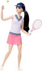 Barbie Made to Move - Tennisspielerin mit Schläger und Ball - Puppe mit 22 Gelenken für realistisches Spielvergnügen, für Tennisfans und Kinder ab 3 Jahren, HKT73