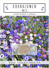 Semințe de albăstrele (Centaurea cyanus) - Flori frumoase și vibrante, cu o perioadă lungă de înflorire, pentru o pajiște cu flori colorate (Mix, 1000 de semințe, 80 cm)