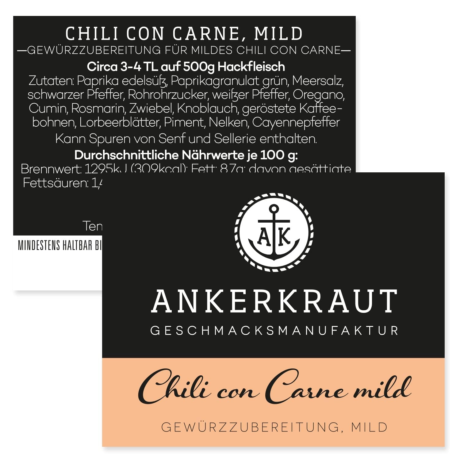 Ankerkraut Chili con Carne Gewürz, mild, 160g im Beutel