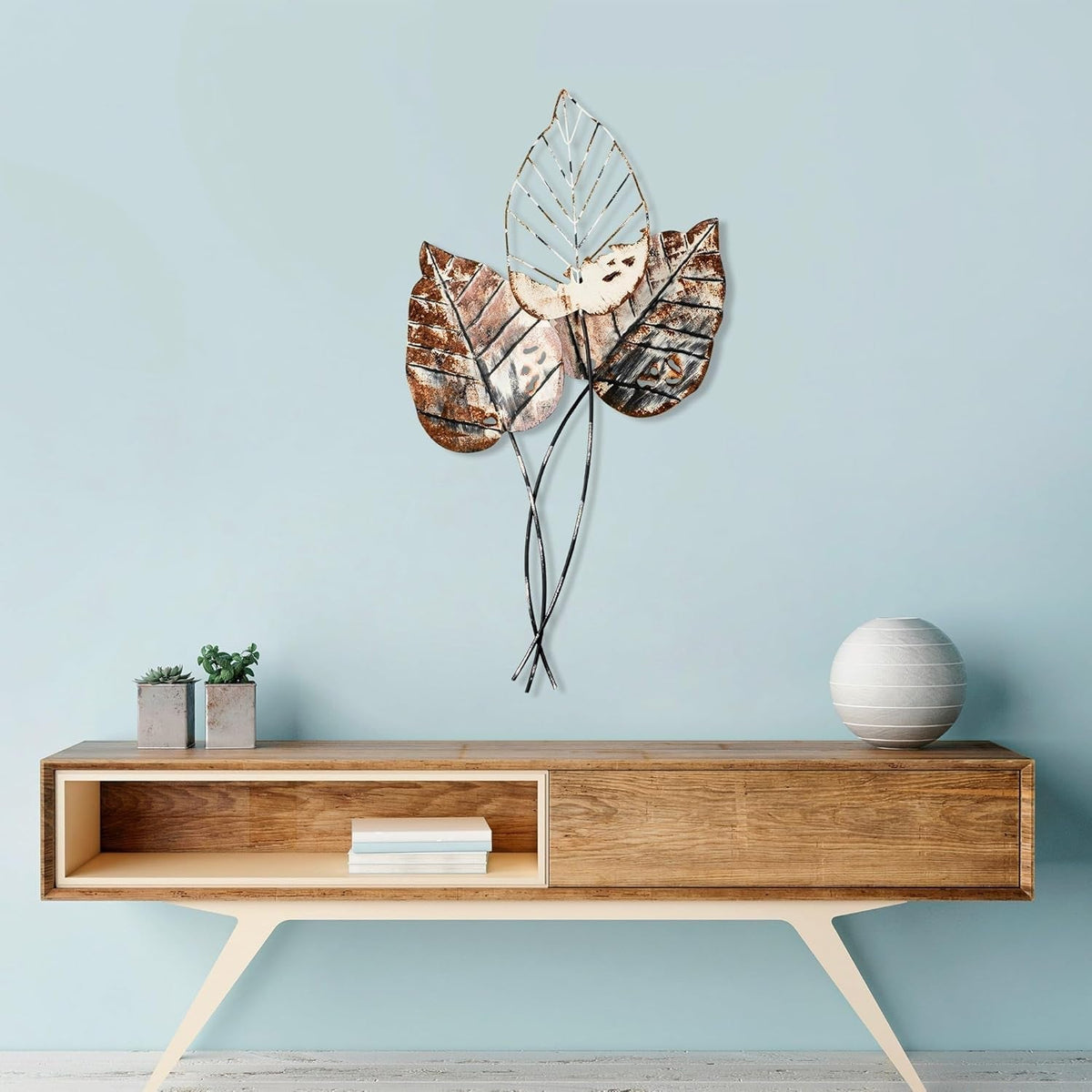 Accesoriu decorativ de perete din metal realizat manual, 45 x 85 cm | 100% metal (1,5 mm) | Design unic maro și negru, perfect pentru decorațiuni interioare | Montabil pe perete Statuete si sculpturi Naty Shop Titlu implicit