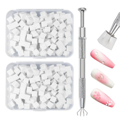 Qufiiry 200 Stück Nail Art Schwämme Mit Metallgreifer, Nagelkunst Schwammpinsel, Maniküre Zubehör Für Nägel, Um Eine Vielzahl Von Gradient Nail Art Patterns Zu Erstellen(Weiß)