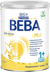 Băutură cu lapte BEBA Junior 1+ de la 1 an, Cu HMO, Conținut de proteine adaptat vârstei, Numai lactoză, Fără ulei de palmier, Fără ulei de pește, Hrană pentru copii mici, Lapte praf pentru bebeluși, Pachet de 6 (6 x 800g)