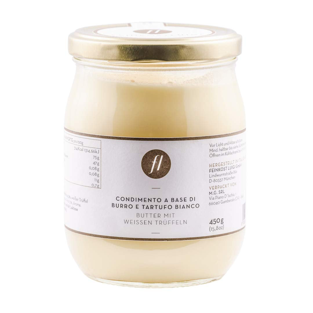 Feinkost Luigi - Trüffelbutter im Glas mit 5% echtem weißen Trüffel (450g) aus Italien