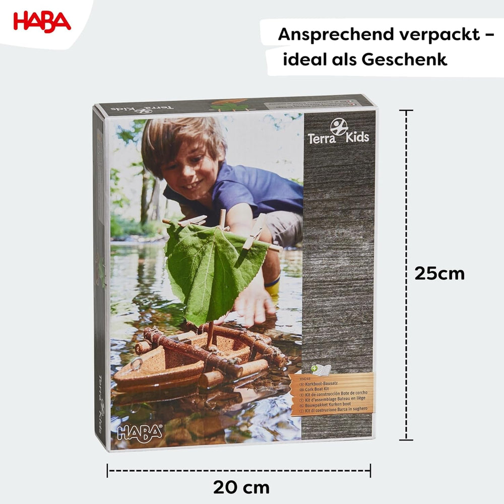 HABA Terra Kids Korkboot-Bausatz – DIY-Set zum Bauen & Gestalten eines schwimmfähigen Boots, mit Anleitung, ab 6 Jahren – 1304244001