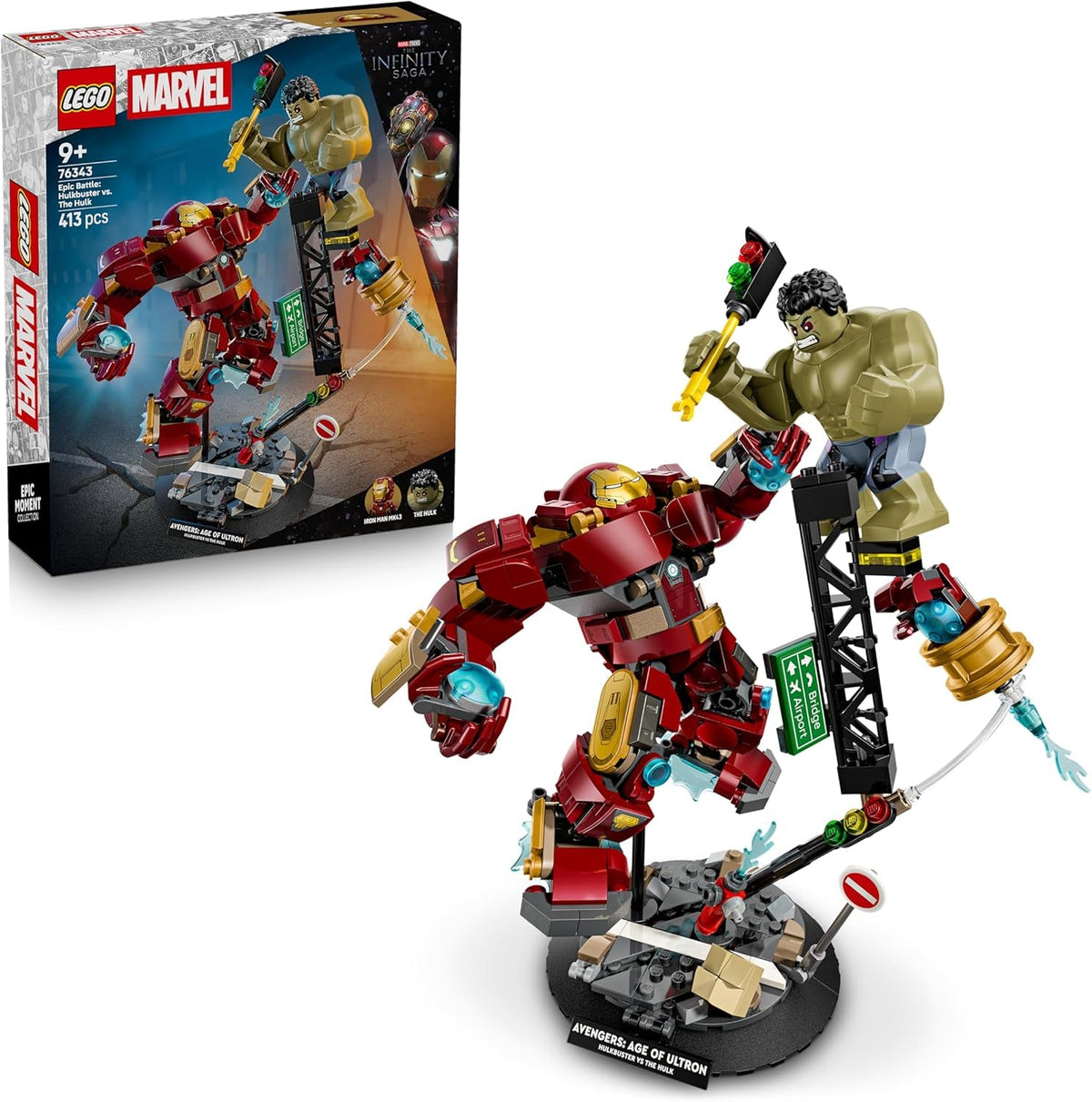LEGO | Marvel Duell der Giganten: Hulkbuster vs. Hulk - Superhelden Spielzeug mit Actionfigur und 2 Minifiguren, darunter Iron Man - Avengers Geschenk für Jungen ab 9 Jahren, Mädchen und Fans - 76343