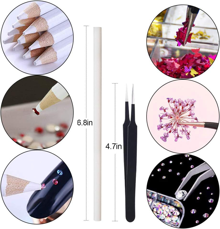 Flori uscate Kalolary pentru unghii, oje cu paiete fluture, autocolante pentru unghii din folie de aluminiu, pietre pentru unghii cu pensetă, creion pentru strasuri pentru unghii, pentru design 3D pentru unghii decorațiuni DIY
