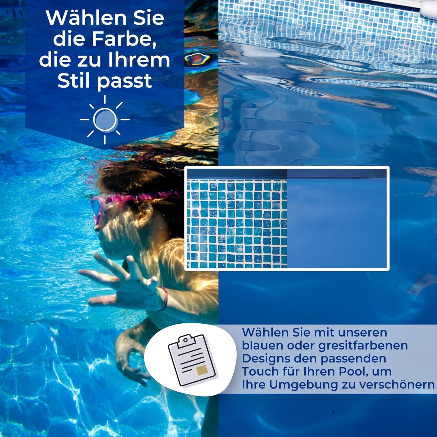 Gre FPROV500 - Căptușeală pentru piscine ovale, 500 x 300 x 120 cm (lungime x lățime x înălțime), sistem de agățare, albastră