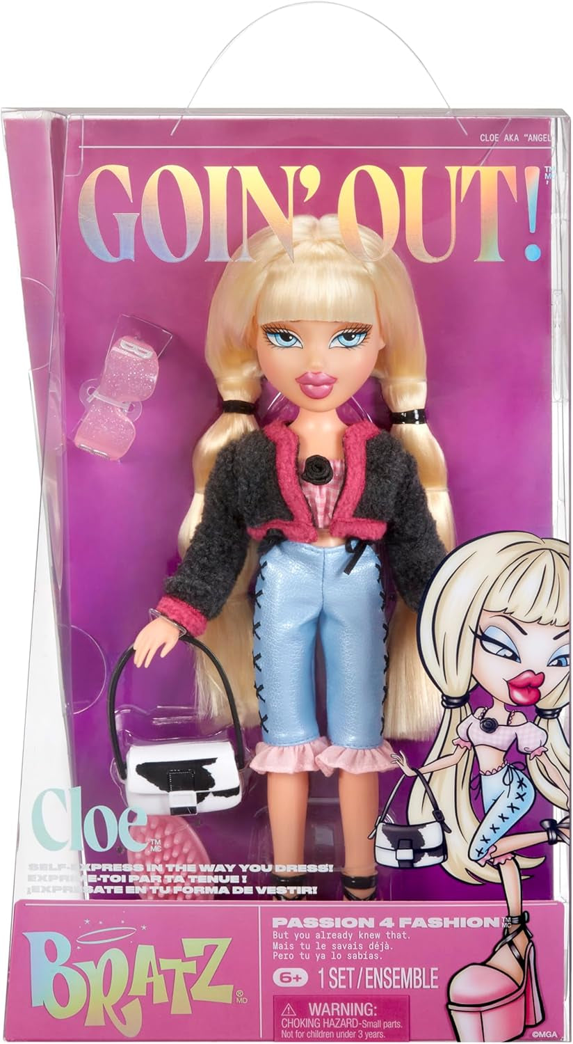 Bratz Goin' Out! Doll - Sasha - 1 Sammlerpuppe mit Accessoires, einem Outfit, einer Handtasche, einer Sonnenbrille und einer Bürste - Kinderspielzeug - ab 6 Jahren, Orange, Black