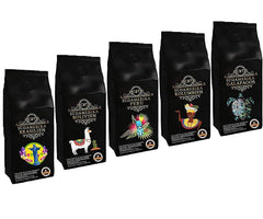 Länder Kaffee Set " Südamerika ", Kaffeebohnen frisch geröstet 5 x 500 g ganze Bohne