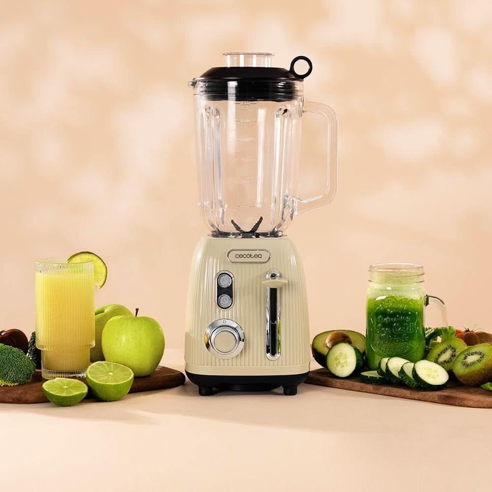 Cecotec Standmixer Retro Power Black Titanium Retrogreen. 1200W Maximale Leistung, 2 Geschwindigkeiten, 4-Klingen-Messer Mit Schwarzer Titanbeschichtung Und 1,5L Krug, Vintage-Design in Grün Bucatarie Naty Shop