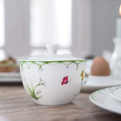 Villeroy & Boch – Colourful Spring Zuckerdose 300 Ml Weiß/Bunt, Spülmaschinenfest, Mikrowellensicher, Dose Frühling, Deko Ostern, Oster Deko, Frischhaltedose, Vorratsdose, Premium Porzellan