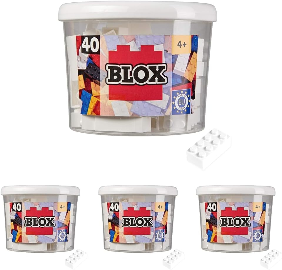 Simba 104118875 - Blox, 40 rote Klemmbausteine für Kinder ab 3 Jahren, 8er Steine, inklusive Dose, hohe Qualität, vollkompatibel mit vielen Anderen Herstellern