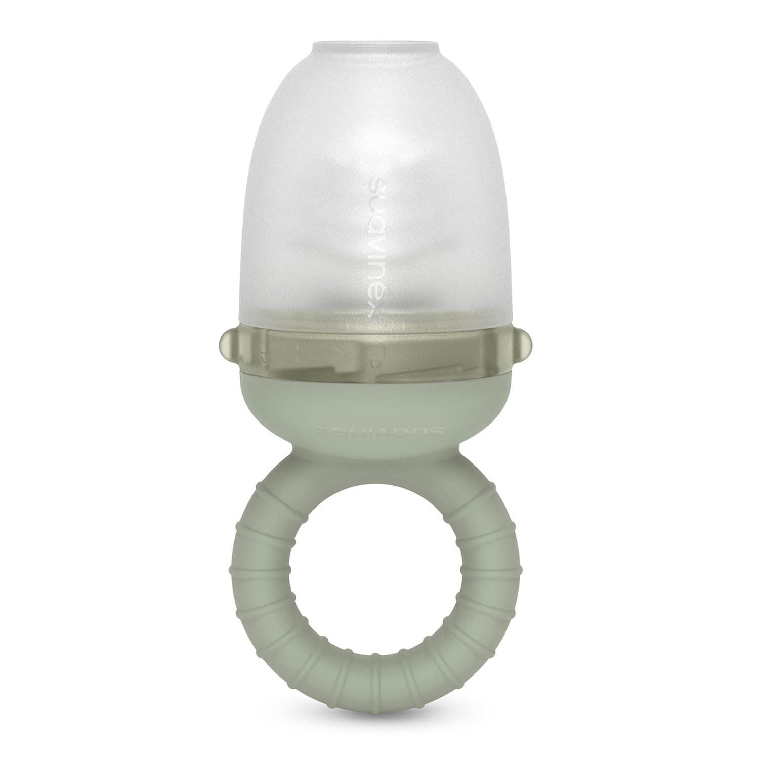 Ronțăitorul Suavinex pentru bebeluși, protecție anti-sufocare, calitate alimentară, silicon, cu capac, ușor de curățat, potrivit pentru mașina de spălat vase și congelator, calmează gingiile, de la 6 luni, verde